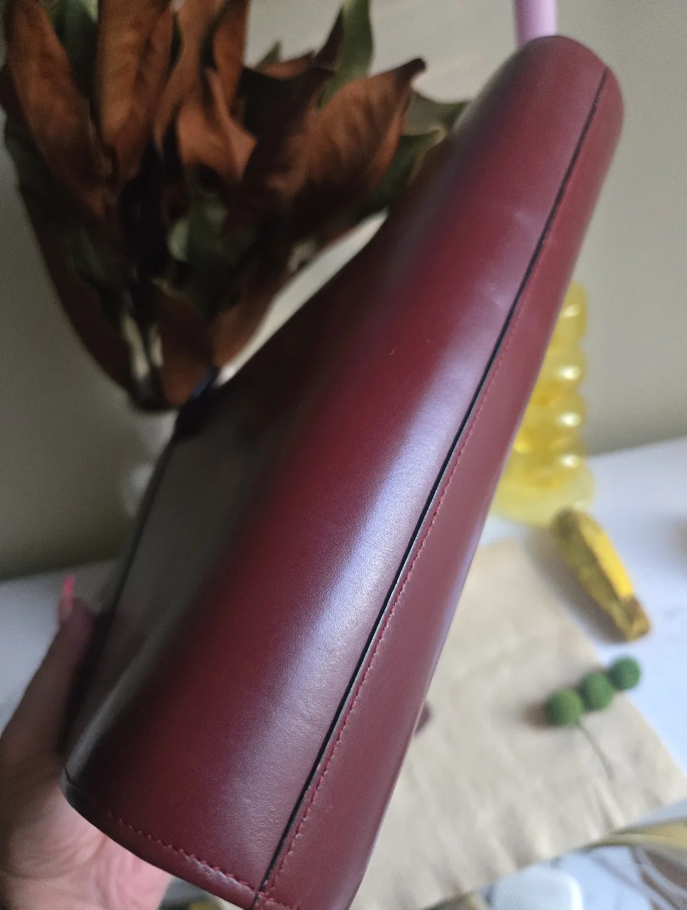 Vintage Cartier Burgundy Leather Portfolio Clutch Bag